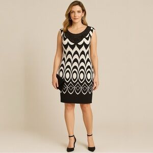 Frank Lyman Design Black and White Midi Dress